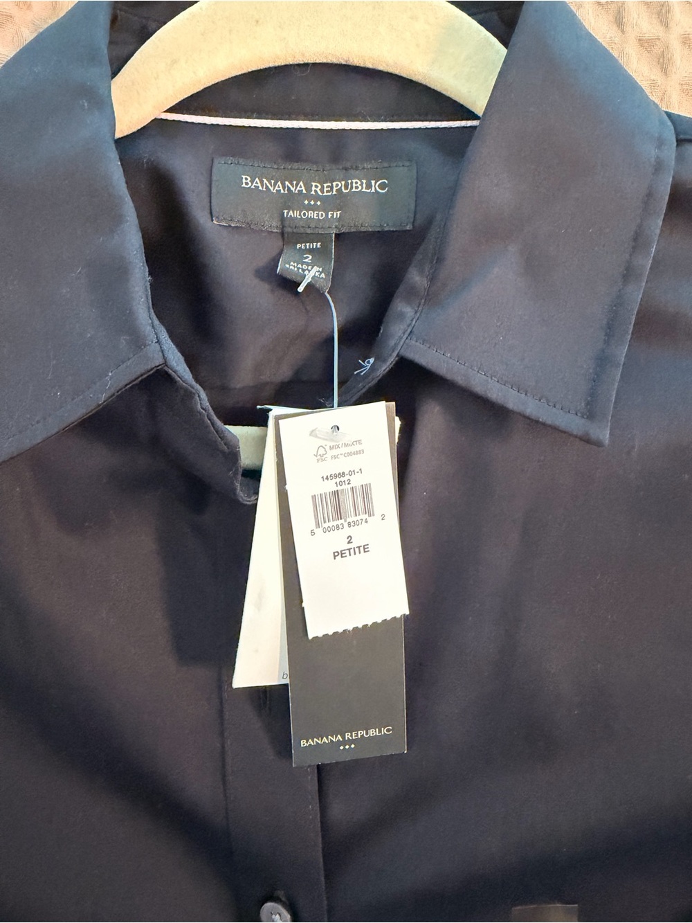 NWT Banana Republic black tailored button down petite 2
